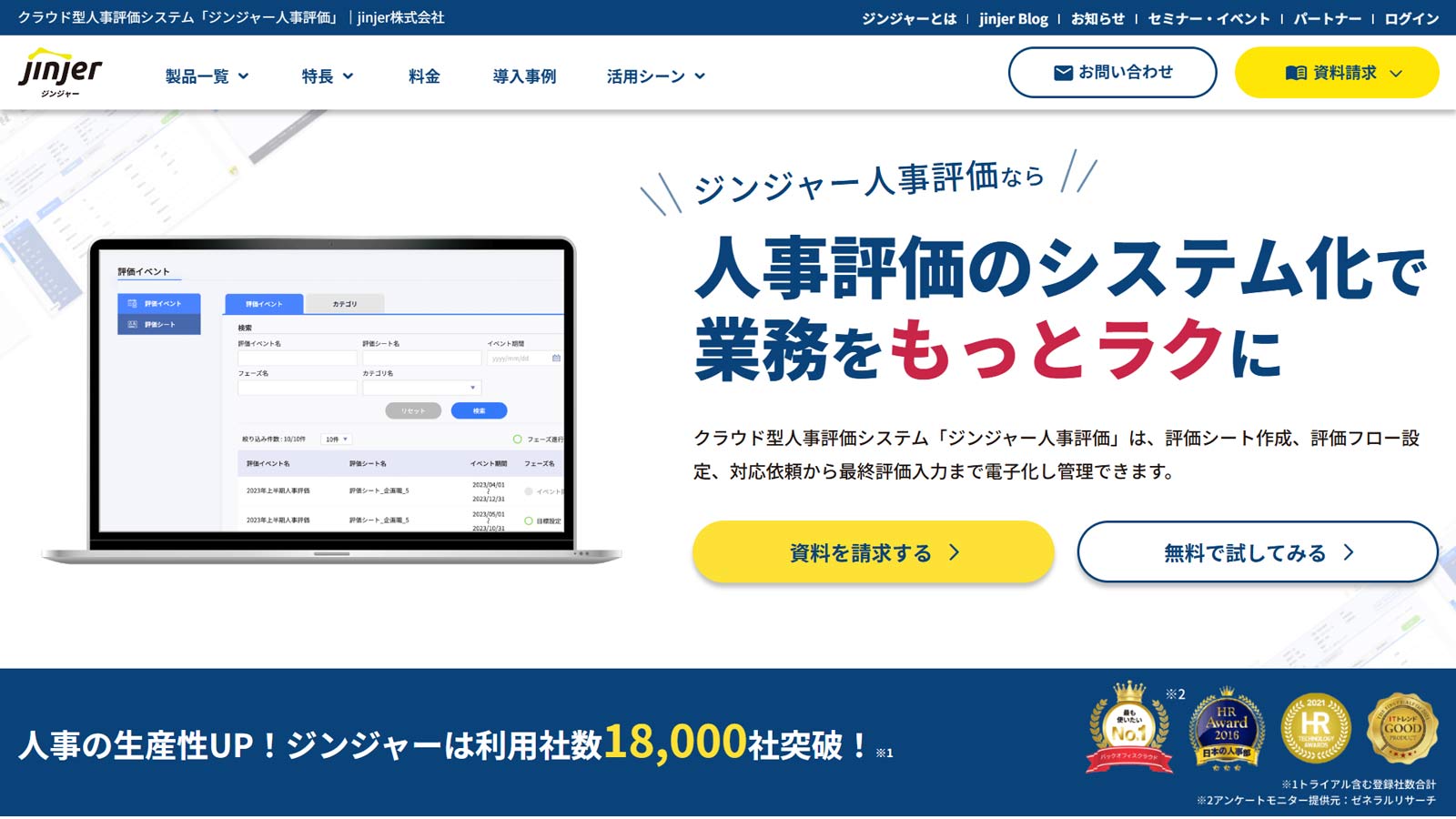 ジンジャー人事評価公式Webサイト