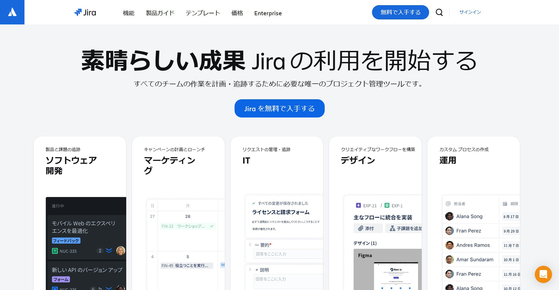 Jira Software公式Webサイト
