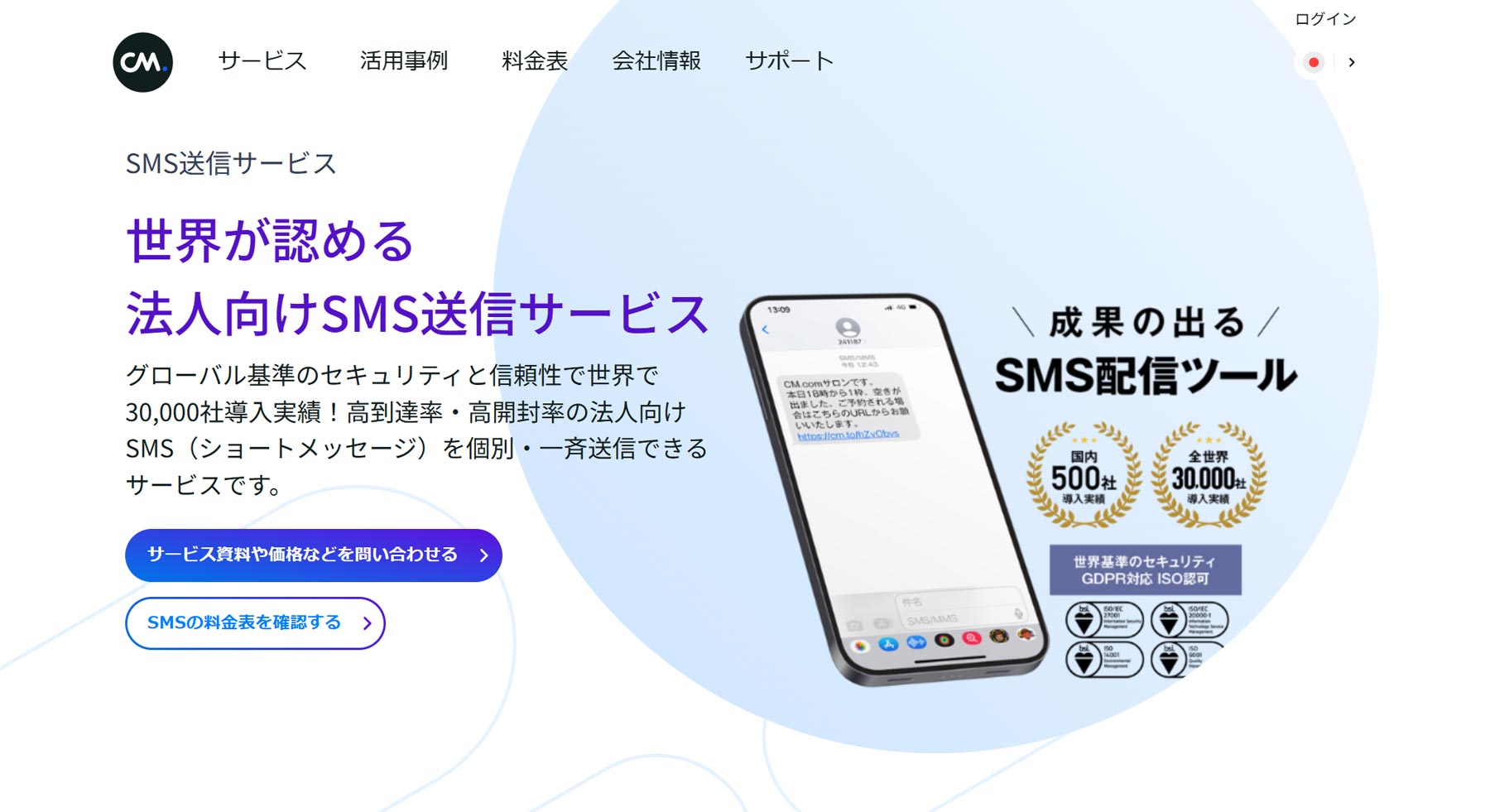 SMS送信サービス公式Webサイト