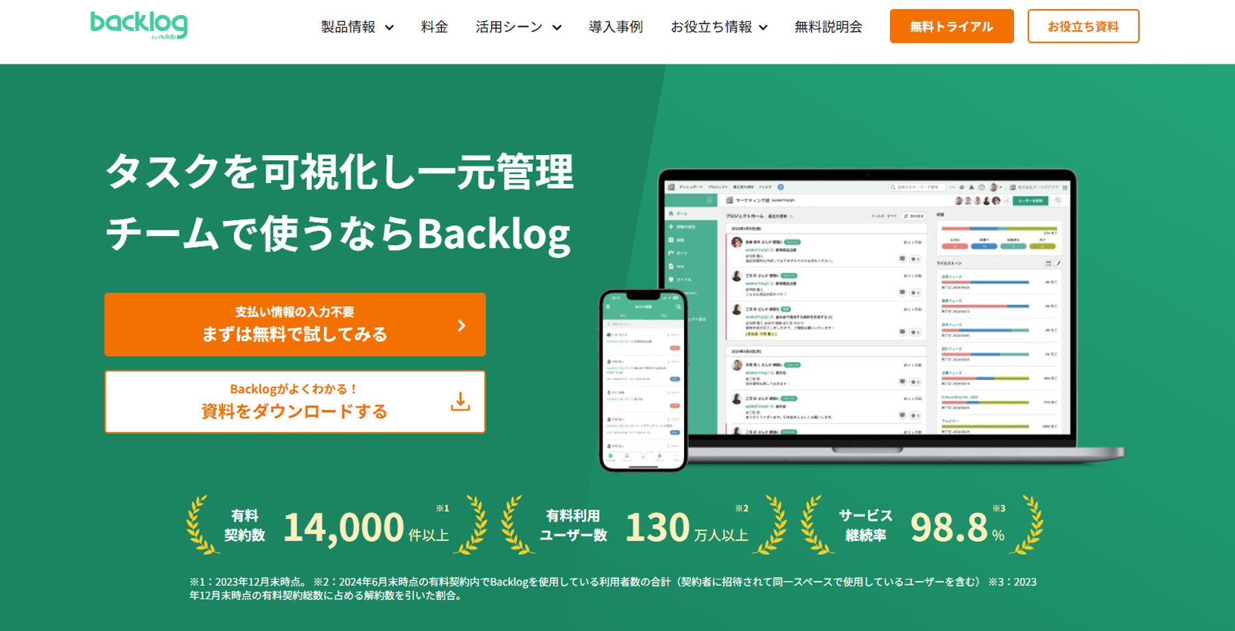 Backlog公式Webサイト