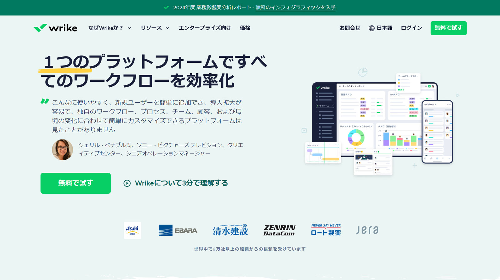 Wrike公式Webサイト