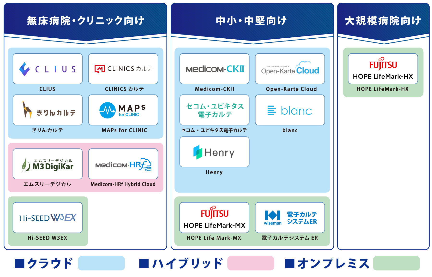 規模・タイプ別 クラウド型の電子カルテ 図解