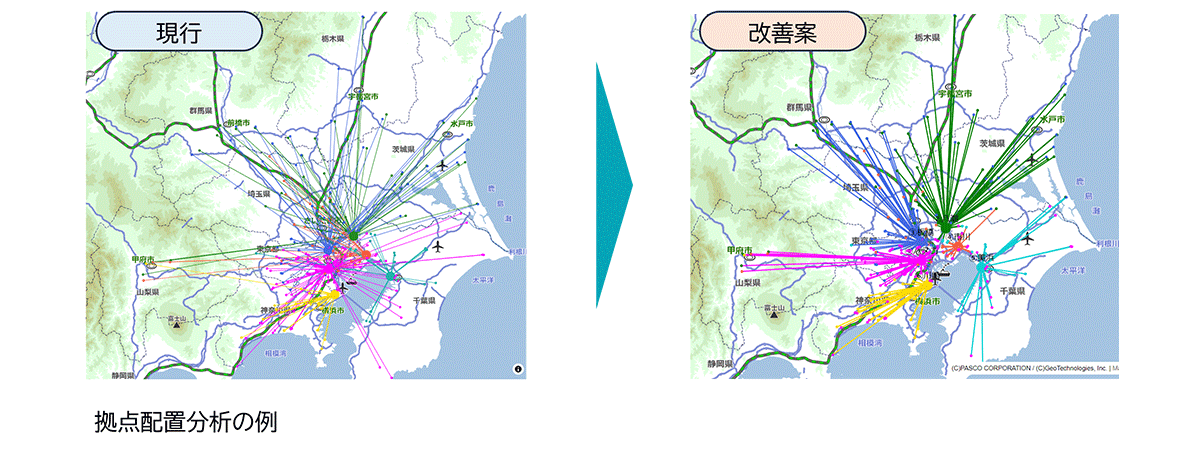 配送網の見える化や新設拠点の検討