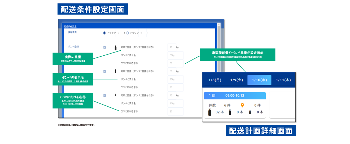 配送条件設定画面